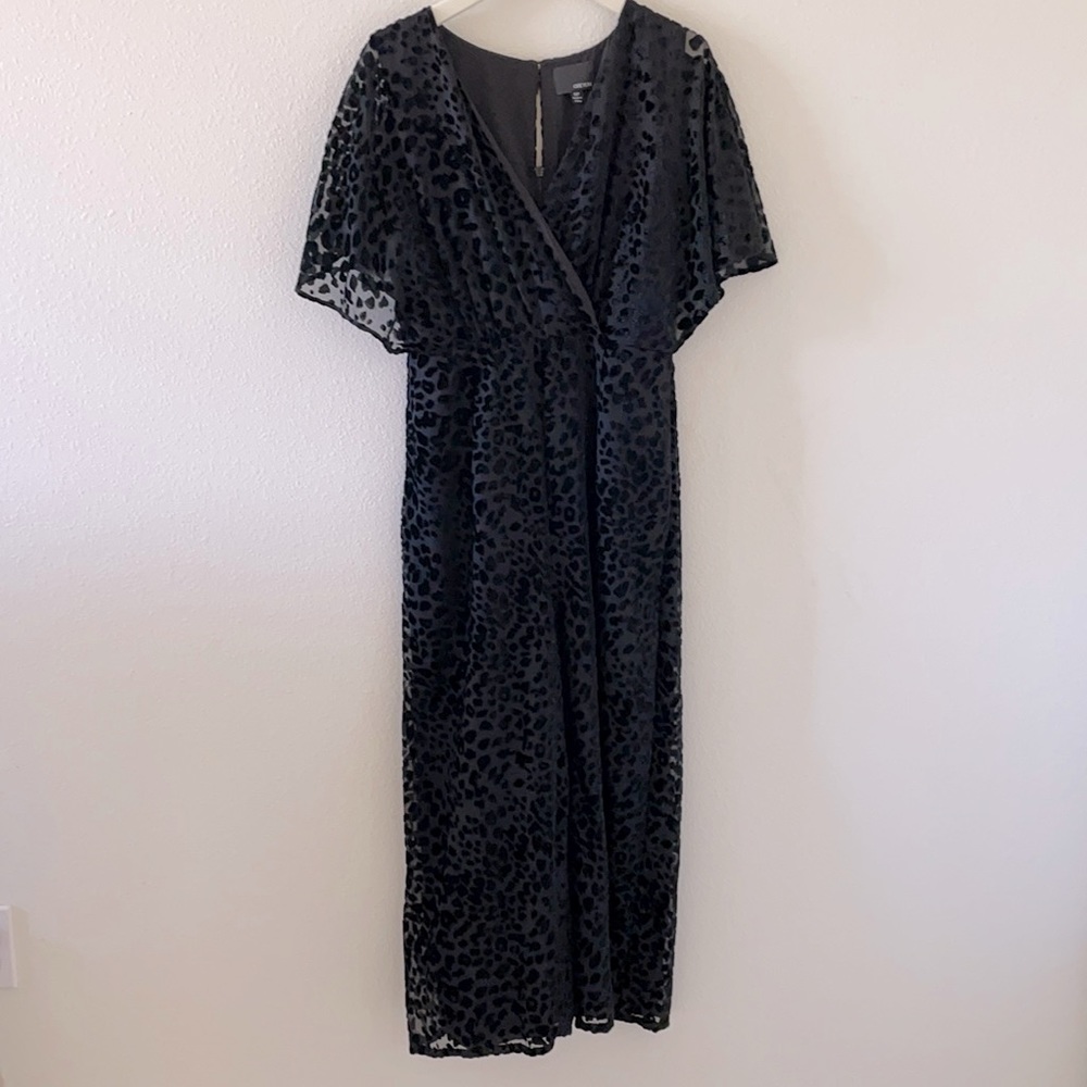 Anthropologie Greylin black leopard jumpsuit
